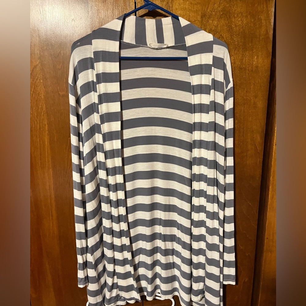 Reborn J Gray and White Striped Cardigan